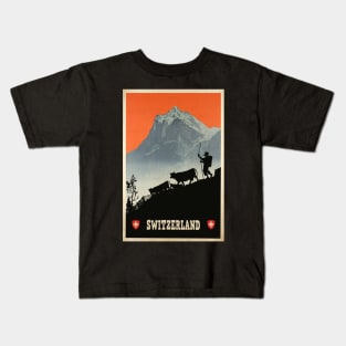 Switzerland, Vintage Travel Poster Kids T-Shirt